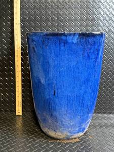 Large Blue Glazed Ceramic Planter