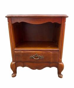 Vintage White Furniture Company Wood NightstandEnd Table with Open Shelf and Drawer