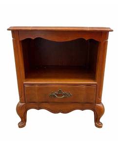 Vintage White Furniture Company  Wood Nightstand with Open Shelf - Drawer & Cabriole Legs