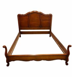 White Furniture Co. Carved Bed Frame with Headboard & Footboard - Vintage Solid Wood