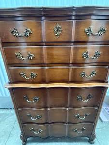 White Furniture Co. Serpentine Chest of Drawers with Ornate Brass Hardware