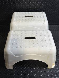 Plastic Step Stools with Textured Surfaces and Carry Handles
