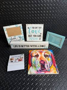 Dog-Themed Wall Decor Set - Signs, Frames & Book (Lot of 6)