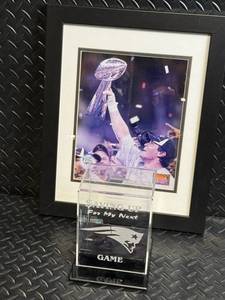 Framed NFL New England Patriots Super Bowl Trophy Celebration Photo Print with Acrylic New England Patriots Bank