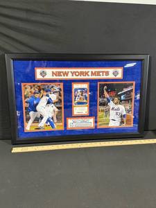 New York Mets 50th Anniversary Framed Collage with Bobby Ojeda Card & 2012 Santana No-Hitter Ticket
