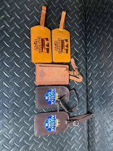 MLB All-Star Game Leather Luggage Tags & Card Wallet Set (2014) - Two Orange Tags and Brown Wallets