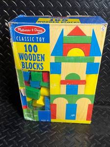 Melissa & Doug Classic Toy 100 Wooden Blocks - Includes Shapes (Ages 2&)