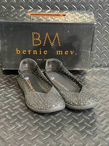 Bernie Mev Catwalk Black Silver Slip-On Shoes - Size 36
