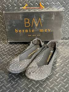 Bernie Mev Catwalk Sandals - Black Silver Woven Textile, Size 37