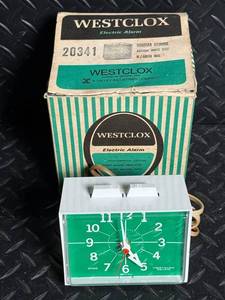 Westclox 20341 Dunmar Drowse Electric Alarm Clock - Antique White Case with Green Dial
