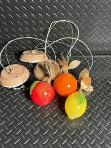Three Vintage Italian Hand Blown Glass Fruit Light Fixtures Orange, Apple, Lemon - UL Listed