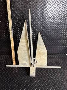 Galvanized Boat Anchor with Flukes, Shank, Crossbar & Ring
