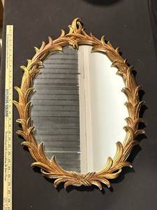 Sirocco Oval Wall Mirror with Ornate Gilt Leaf Frame