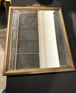 Ornate Gilt Frame Mirror with Floral Crest