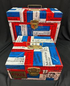 Vintage Port a File Mortgage Bills Themed Keepsake Box With Brass Lock - Two-Tier Trinket Storage