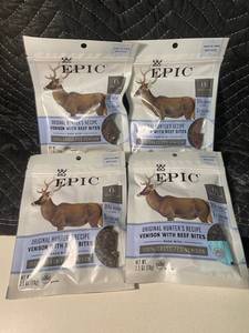 FL 3 - EPIC Original Hunters Recipe Venison with Beef Bites - 100% Grass-Fed Venison (2.5 oz) - 4 Total Bags