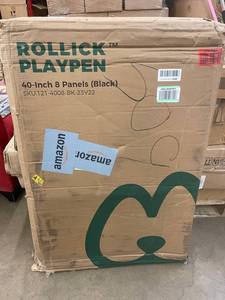 Rollick Playpen 40-Inch 8 Panels (Black) - Baby Play Yard SKU 121-4008-BK-23V22