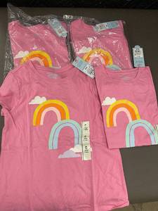 Rainbow Graphic T-Shirts - Bright Pink - Youth Medium (Size 8) - 6-Pack