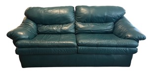 LLLR - Vintage Forest Green Flexsteel Leather Sofa
