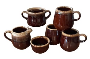 LLBR - Vintage McCoy Brown Drip-Glaze Mugs, Petite Pitcher and More