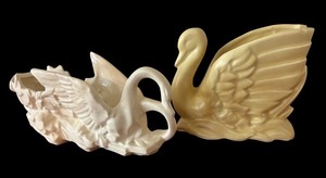 LLBR - Two Vintage McCoy Swan Planters