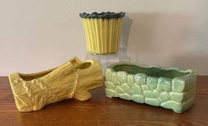 LLBR - Three Vintage McCoy Planters including a Vintage McCoy Pottery Log Planter