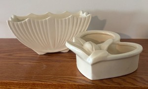 LLBR - Two Vintage White McCoy Planters
