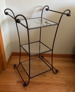 BR1 - Scrolled Accent Table with Glass Shelves