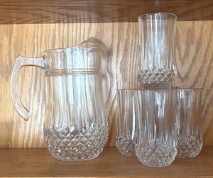 LR - Cristal DArques Longchamp Pitcher with Tumblers