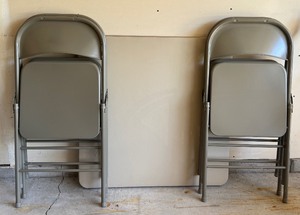 G - Card Table and Four Metal Folding Chairs