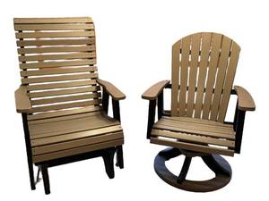 Outdoor Poly Patio Chairs - Slatted Back Chair & Adirondack Chair