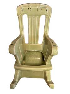 K1 - Vintage McCoy Vintage Rocking Chair Planter - Light Green Ceramic