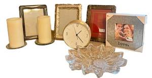K - Home Decor Frames, Battery-Operated Candles (6-Inch) & Glass Dish 9.5-Inch