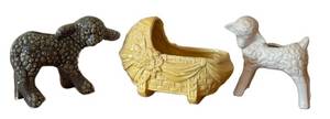 LLR - Nelson McCoy Lamb Planters & Baby Bassinet Flower Planter - Vintage McCoy Pottery (Lot of 3)