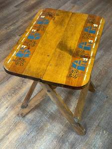 LLR - Hand Painted County Scene Wooden Folding Table Tray