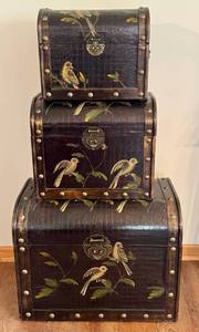 LLR - Decorative Nesting Trunks - Bird Motif Lacquer Finish