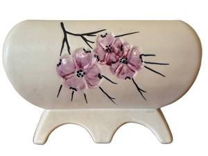LLR - Vintage McCoy Pottery Springwood Line Footed Planter - Cherry Blossom Floral Design