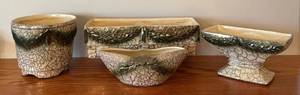 LLR - Vintage Mid Century McCoy Grecian Line Planters (Lot of 4) Crackle Glaze