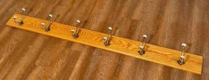 Oak Wall Mounted Coat Rack with Six Hooks - 75-Inch Length