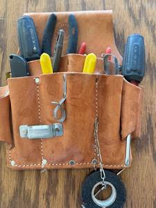 G - Leather Tool Belt with Tape Holder and Assorted Hand Tools - Pre-Owned