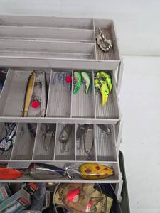 Plano Tackle Box with Mixed Fishing Lures & Spinners
