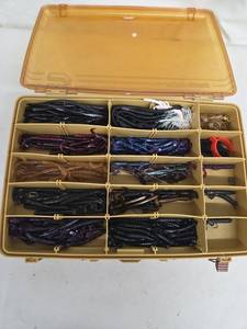Plano Double Action Tackle Box with Assorted Soft Plastic Fishing Lures