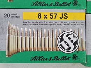 Sellier & Bellot 8x57 JS Cartridges - 120 Rounds Total (6 Boxes, 20Box)