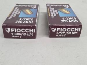Fiocchi 9 Corto  380 Auto FMJHP 90gr 50 Cartridges (Lot of 2)