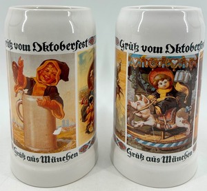 Gruss Vom Oktoberfest Beer Steins Pair Made in Germany