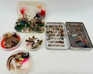 Assorted Fly Fishing Flies & Ties in Storage Boxes