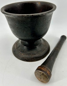 Antique Cast Iron Mortar & Pestle