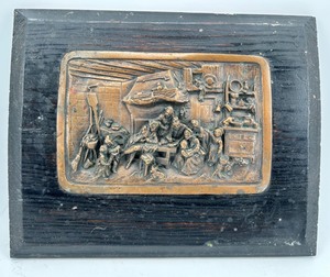 Relief Plaque in Wooden Frame - Bas-Relief Panel Artwork