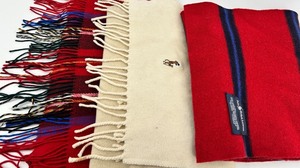 Polo Ralph Lauren Scarves - Red Striped Wool & Beige Pony-Embroidered