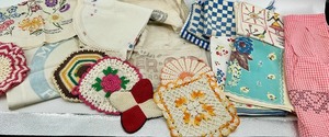 Assorted Crochet Doilies - Patchwork Squares & Gingham Textiles